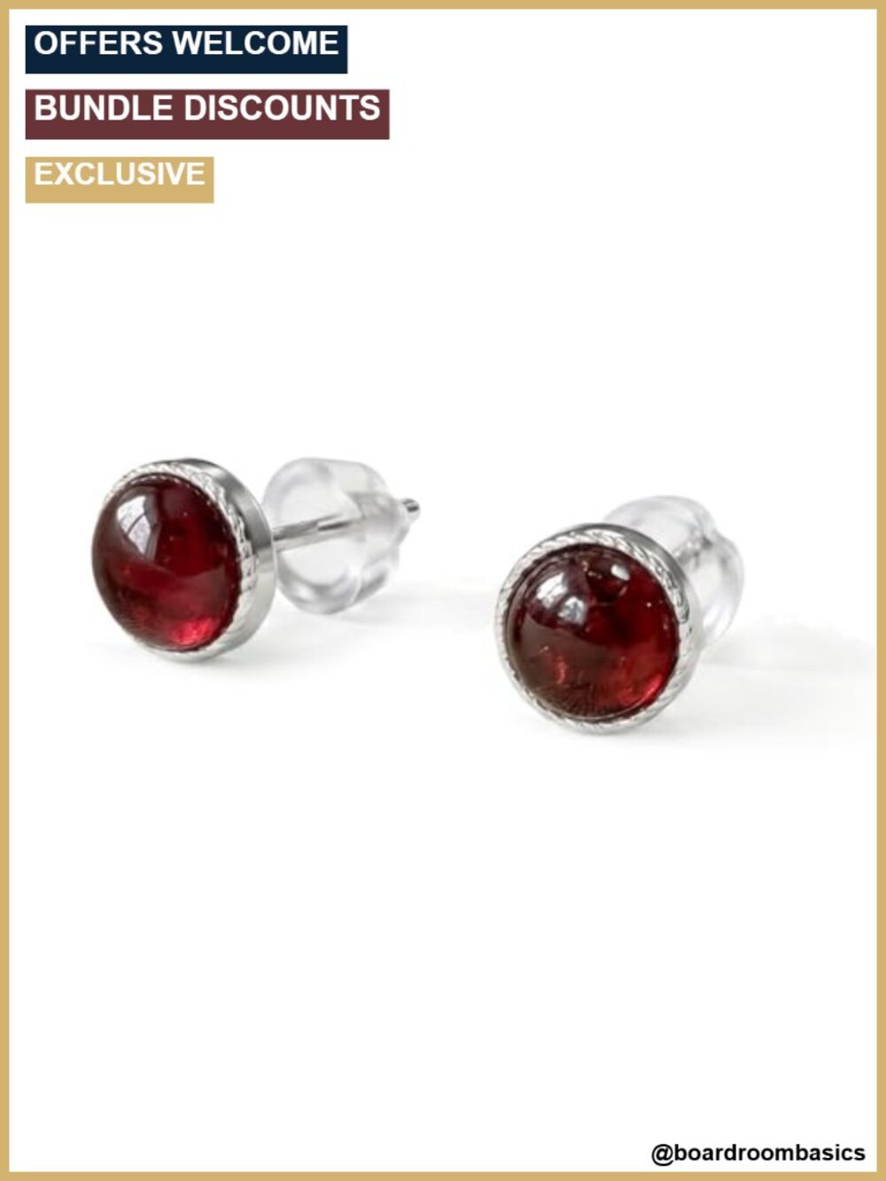 Garnet Stud Earrings 925 Sterling Silver Hypoallergenic January Birthstone